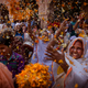 Hindu widows throw flower petals during Holi celebrations at the Gopinath temple in Vrindavan, south-east of New Delhi, India, March 9. (AP Photo/Manish Swarup)